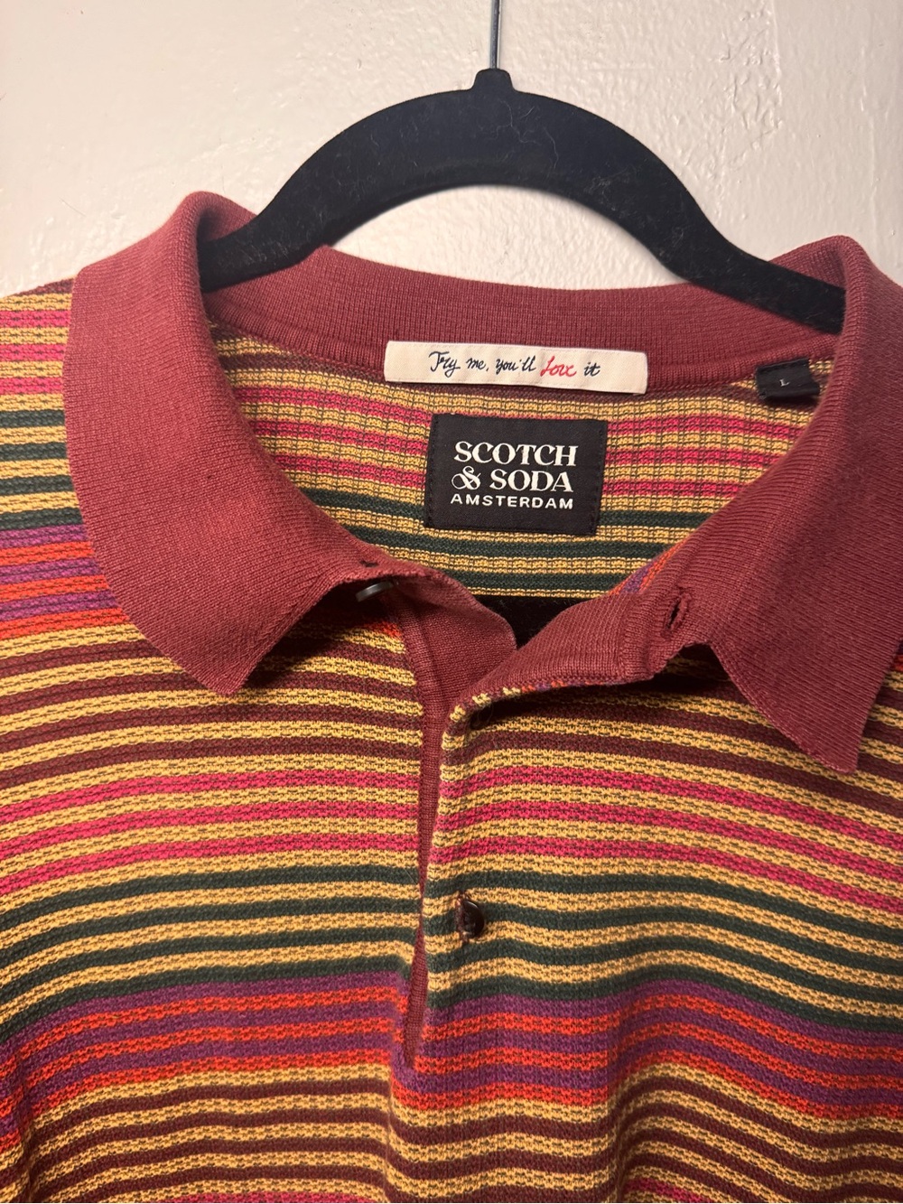 Scotch Soda Amsterdam Structured Knit Striped Polo Mens L - Picture 2 of 5